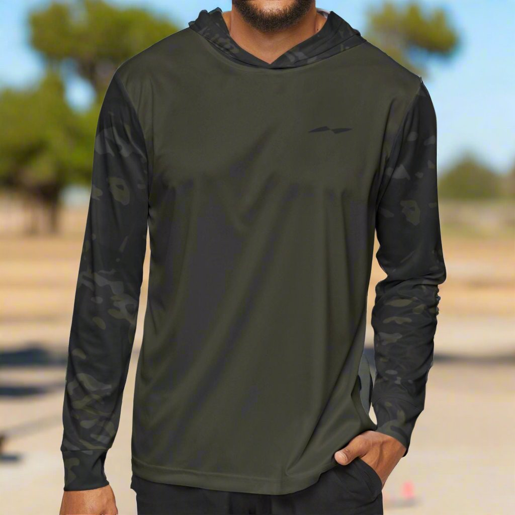 Multicam Black & Green Contrast Sleeve Warmup Hoodie