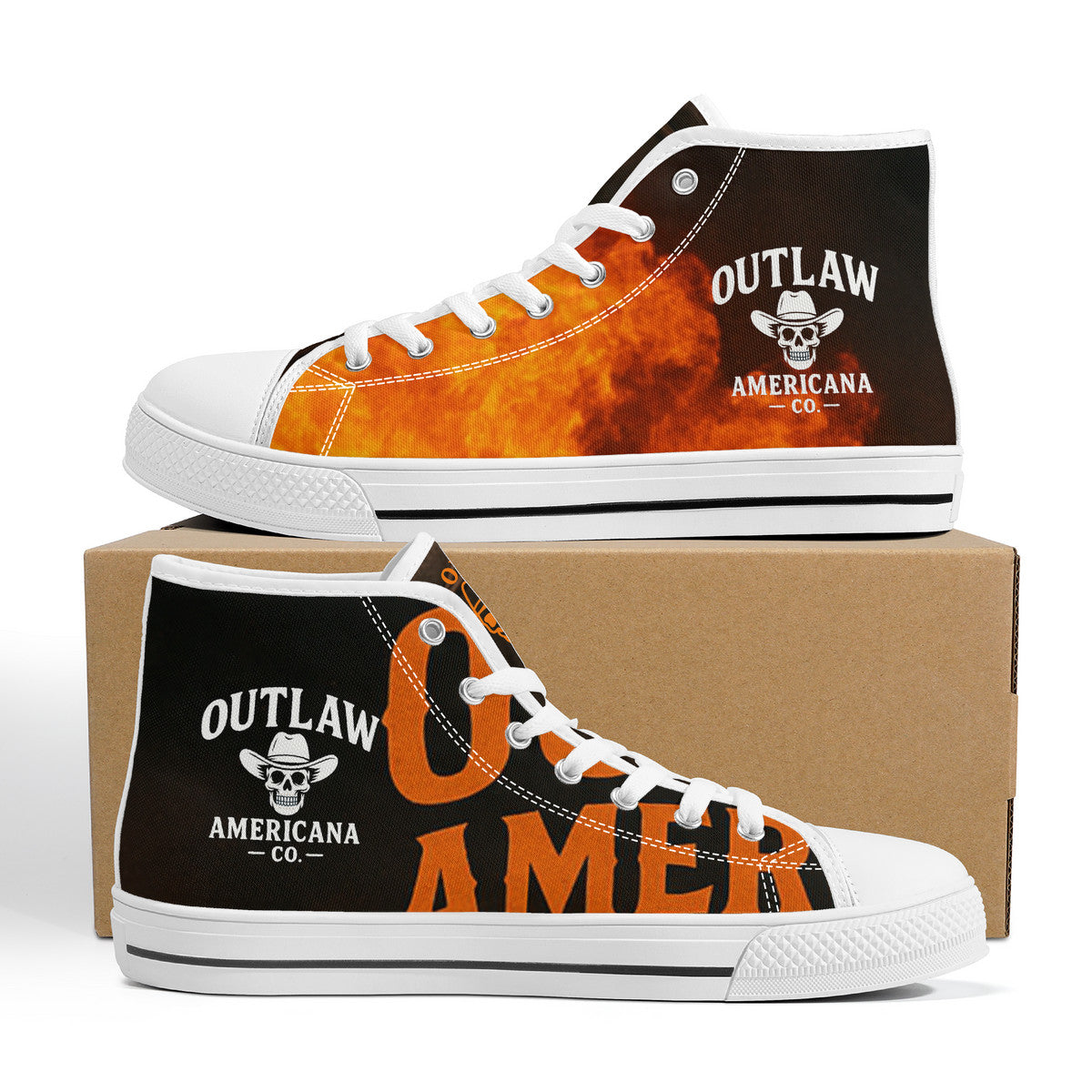 FWS High-Top Canvas Shoes With Customized Tongue - White