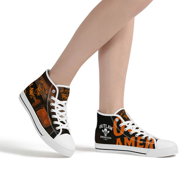 FWS High-Top Canvas Shoes With Customized Tongue - White