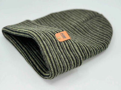 HAAKWEAR Traditional Contrast Cuffed Beanie - Black / Green, Made in USA
