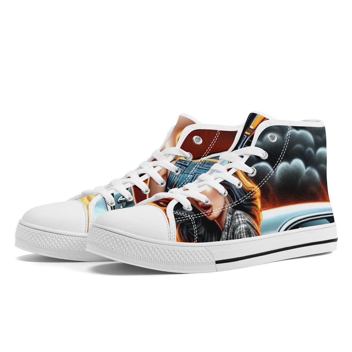FWS High-Top Canvas Shoes With Customized Tongue - White