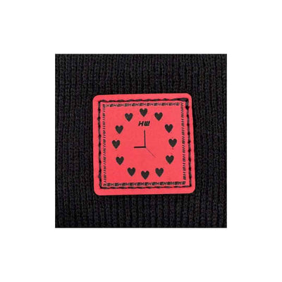 Love-Inspired H-Stitch Beanie – Black Heart Clock | Limited Edition | Trending Now