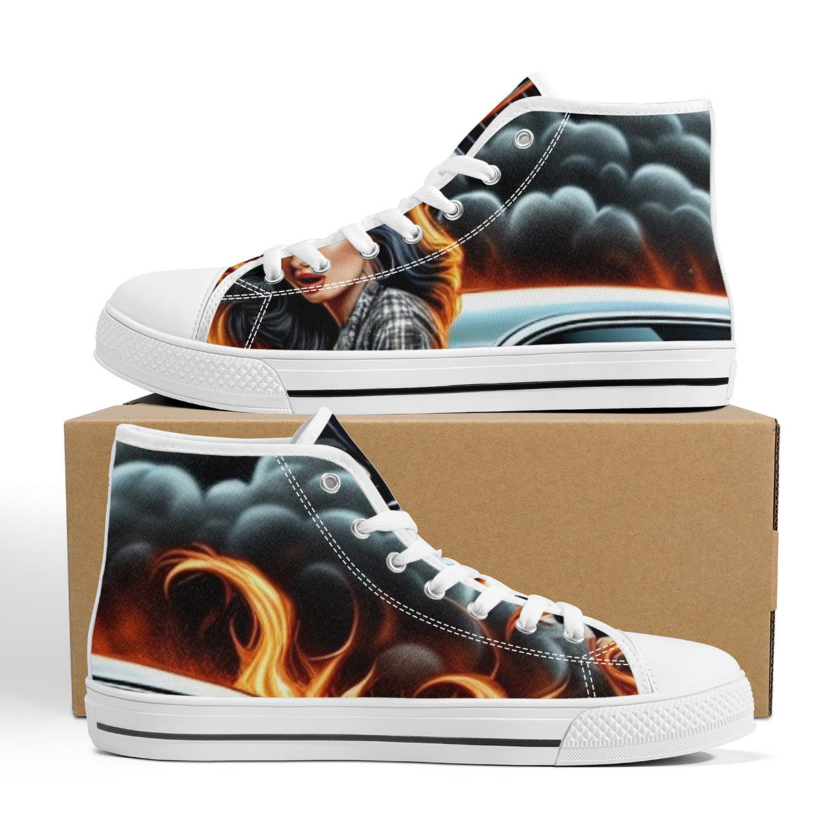 FWS High-Top Canvas Shoes With Customized Tongue - White