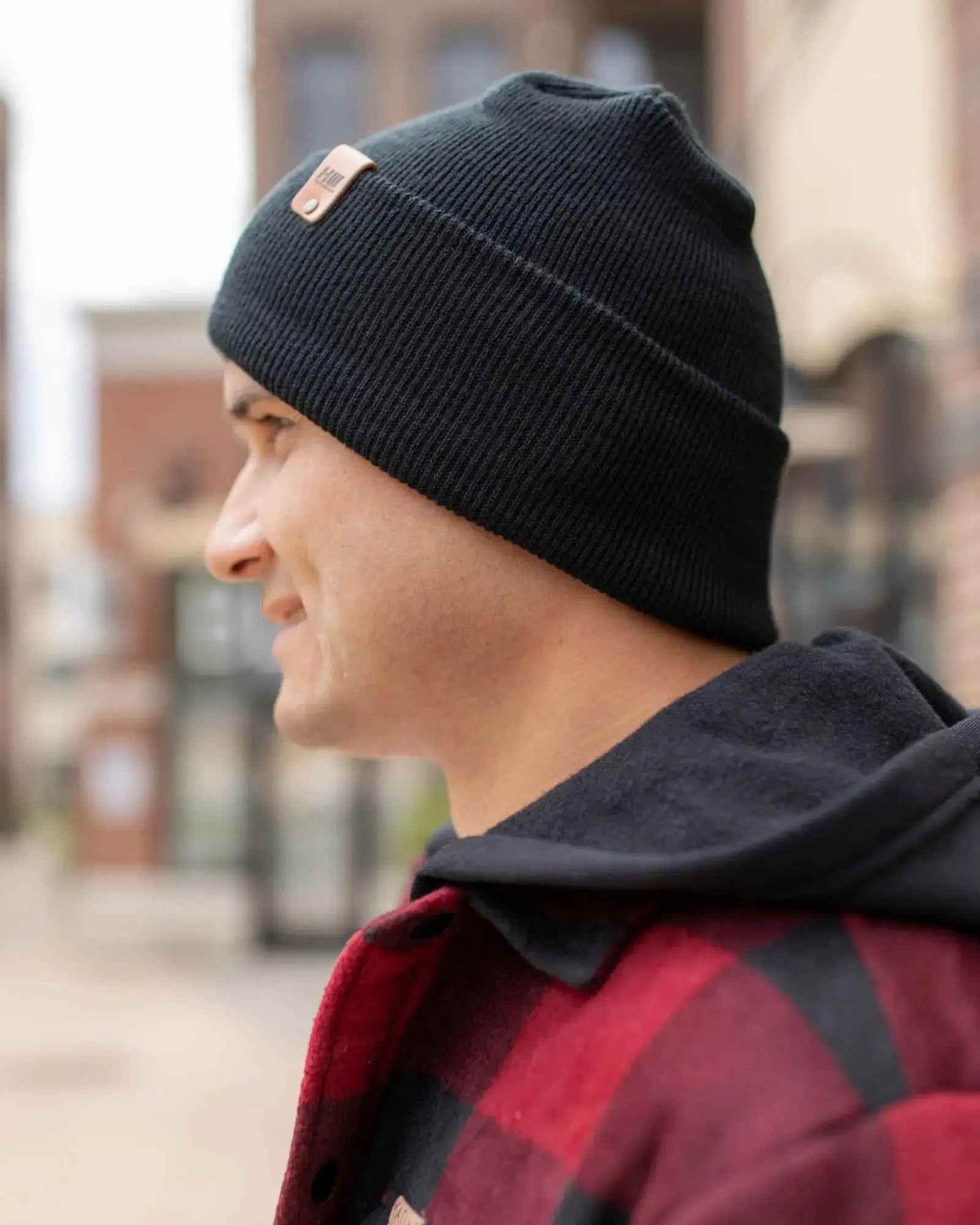 NEW HAAKWEAR H-Stitch Cuffed Beanie - Designed and Made in USA (Patented Design) - Charcoal Black