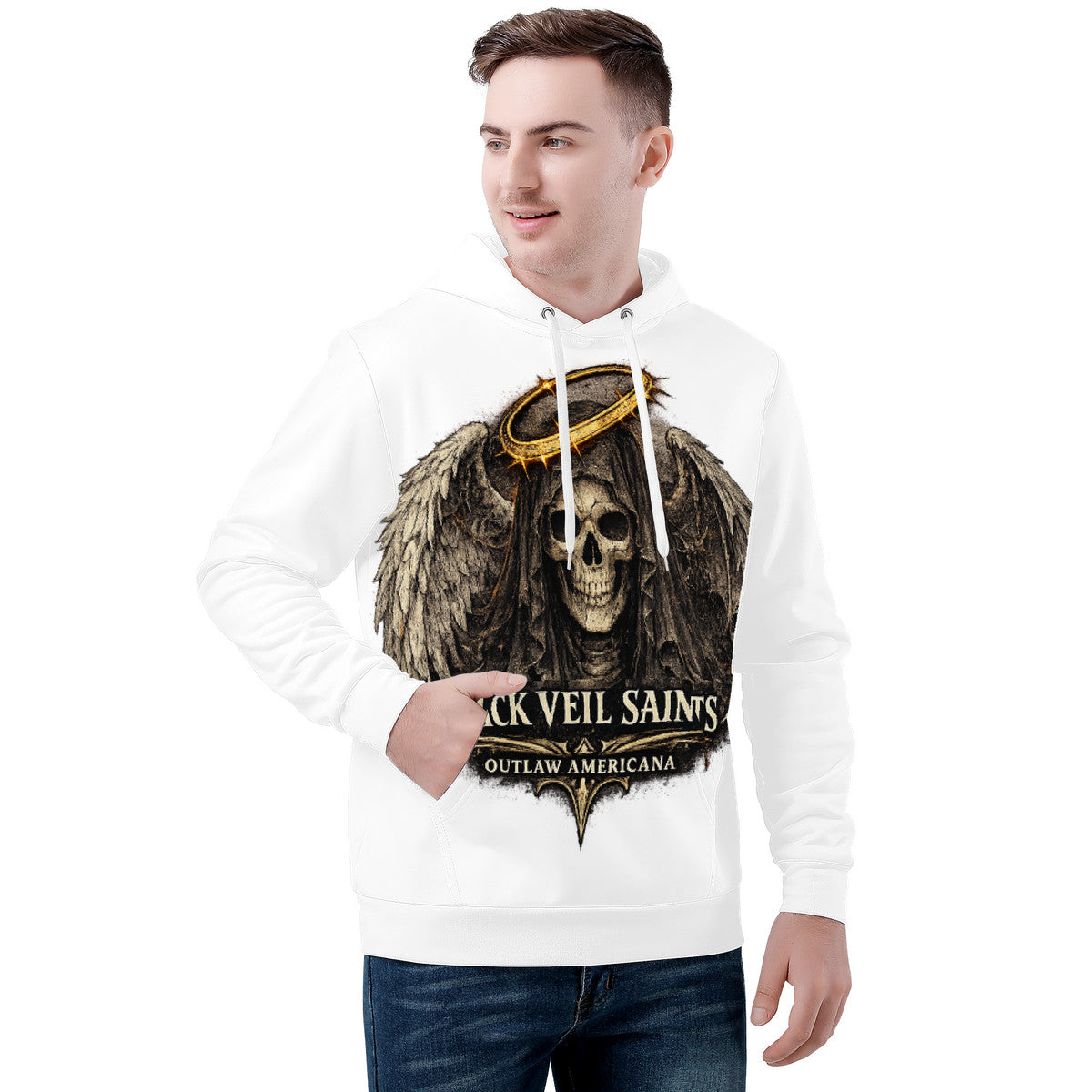 D55 unisex all over print gothic saint and sinner hoodie without sleeve print