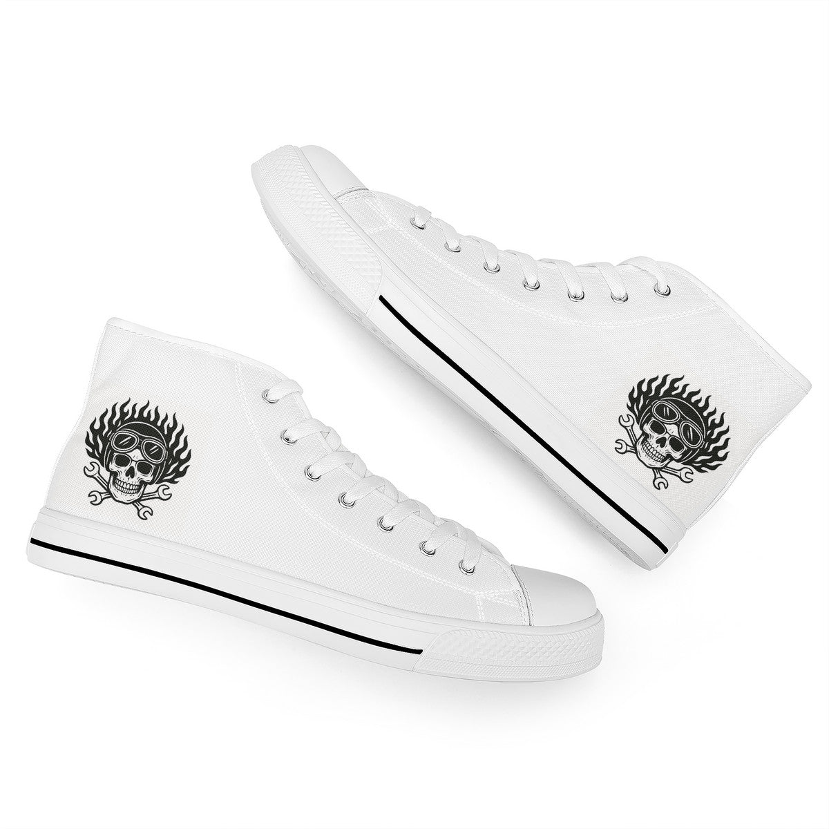 FWS High-Top Canvas Shoes With Customized Tongue - White