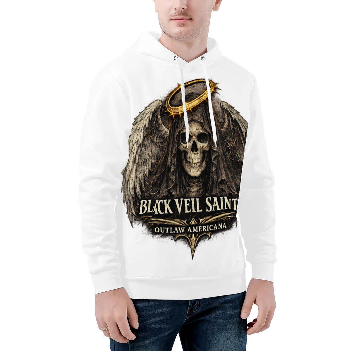 D55 unisex all over print gothic saint and sinner hoodie without sleeve print