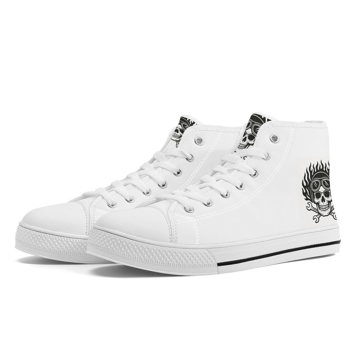 FWS High-Top Canvas Shoes With Customized Tongue - White
