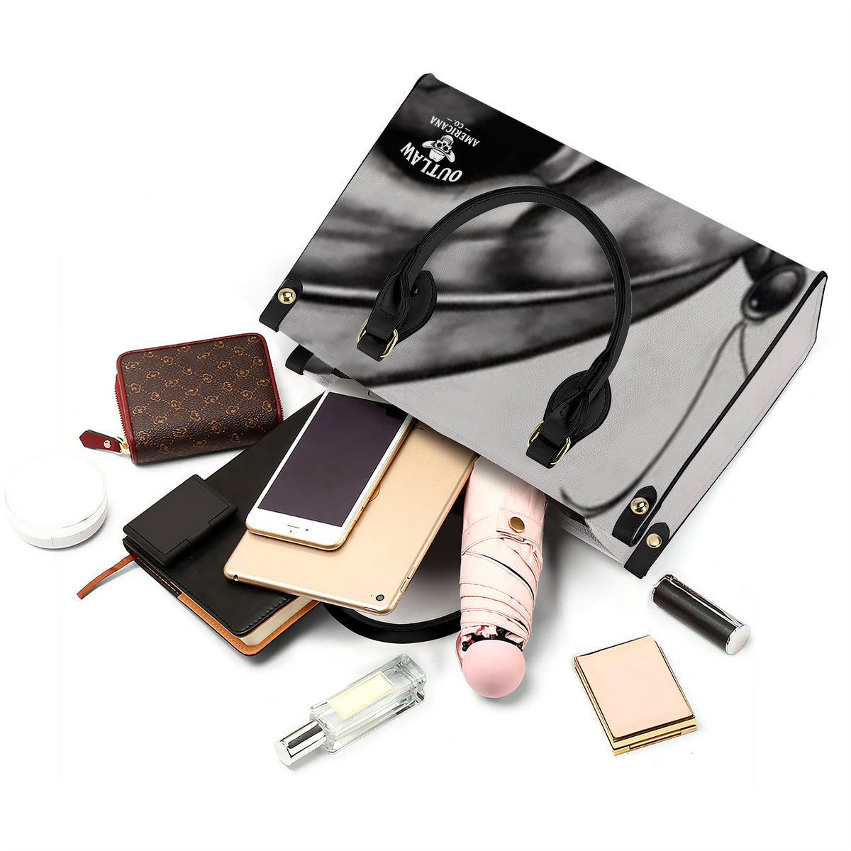 SF_B3 Luxury Women PU Tote Bag - Black