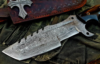 Custom Handcrafted Damascus Steel Tops Tanto Tactical Tracker Knife - Ideal for Survival, Camping & Combat | KBS Knives