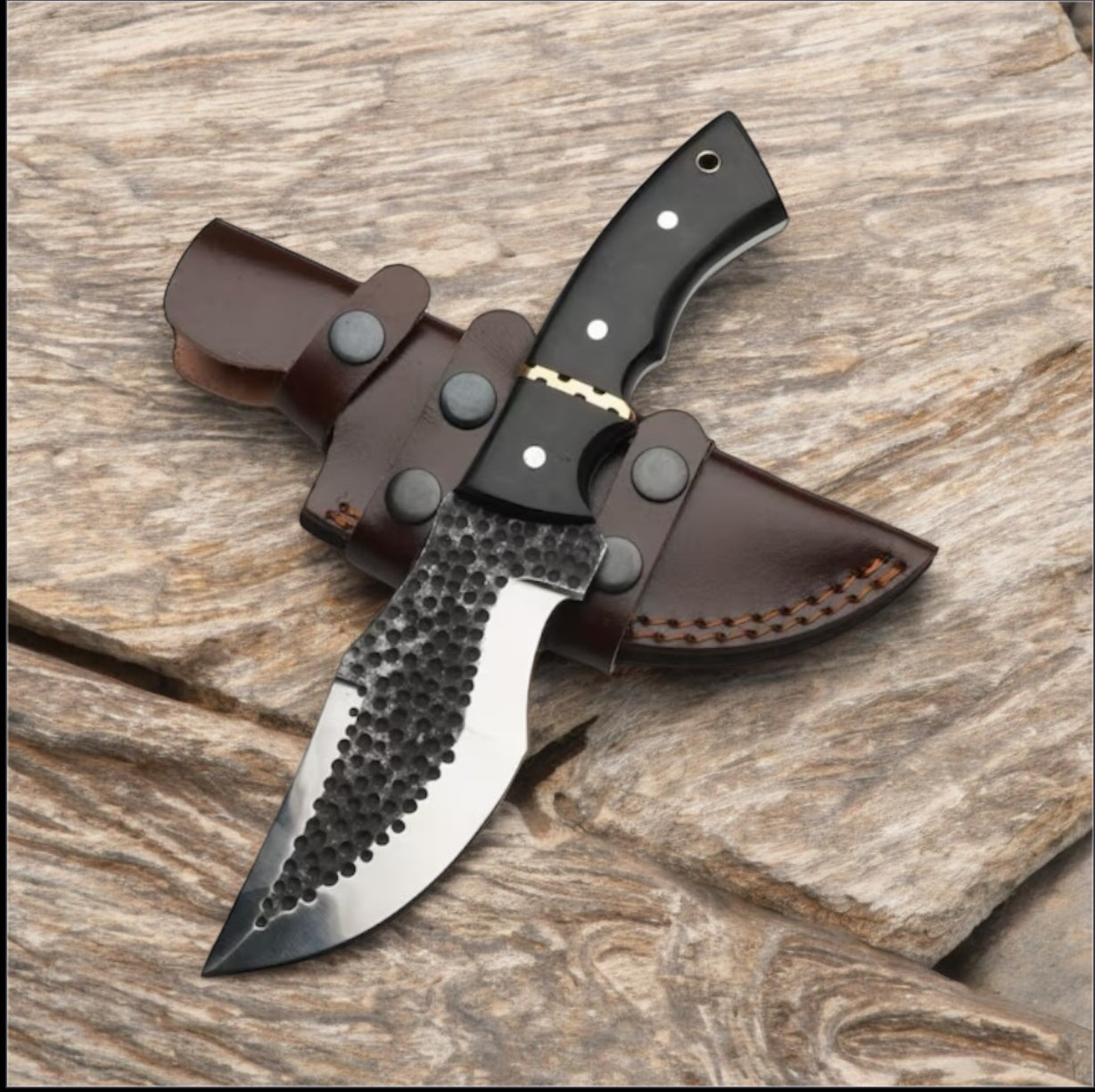 Tom Brown Tracker Survival Knife - D2 Steel Blade, Brass & Buffalo Horn Handle
