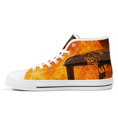 FWS High-Top Canvas Shoes With Customized Tongue - White