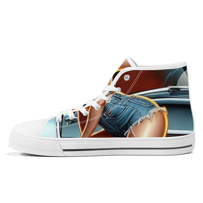 FWS High-Top Canvas Shoes With Customized Tongue - White