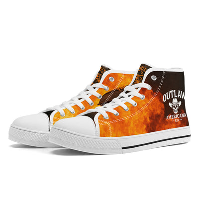FWS High-Top Canvas Shoes With Customized Tongue - White