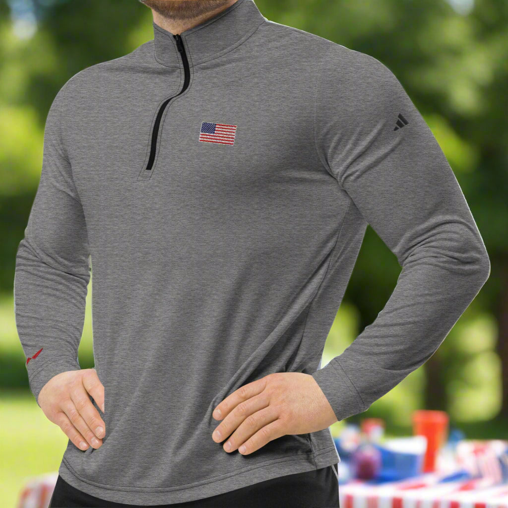 American Flag Premium Adidas Quarter-zip Pullover