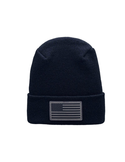 American Flag Beanie - H-Stitch Circular Knit Cuffed Beanie - Patented Design and Made in USA