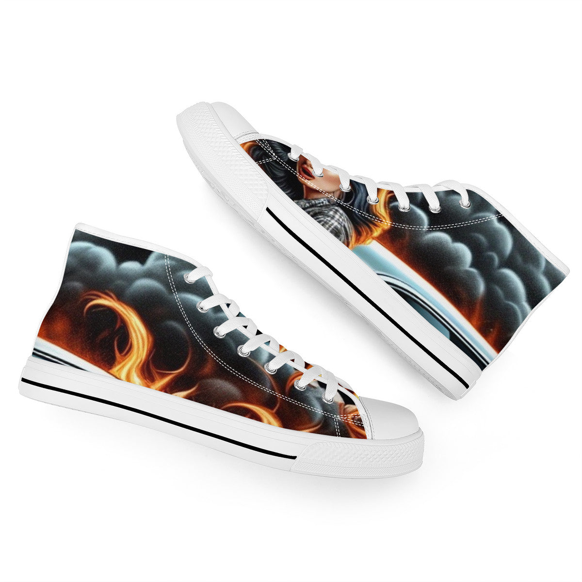 FWS High-Top Canvas Shoes With Customized Tongue - White