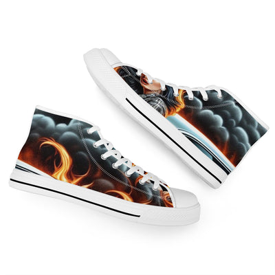 FWS High-Top Canvas Shoes With Customized Tongue - White