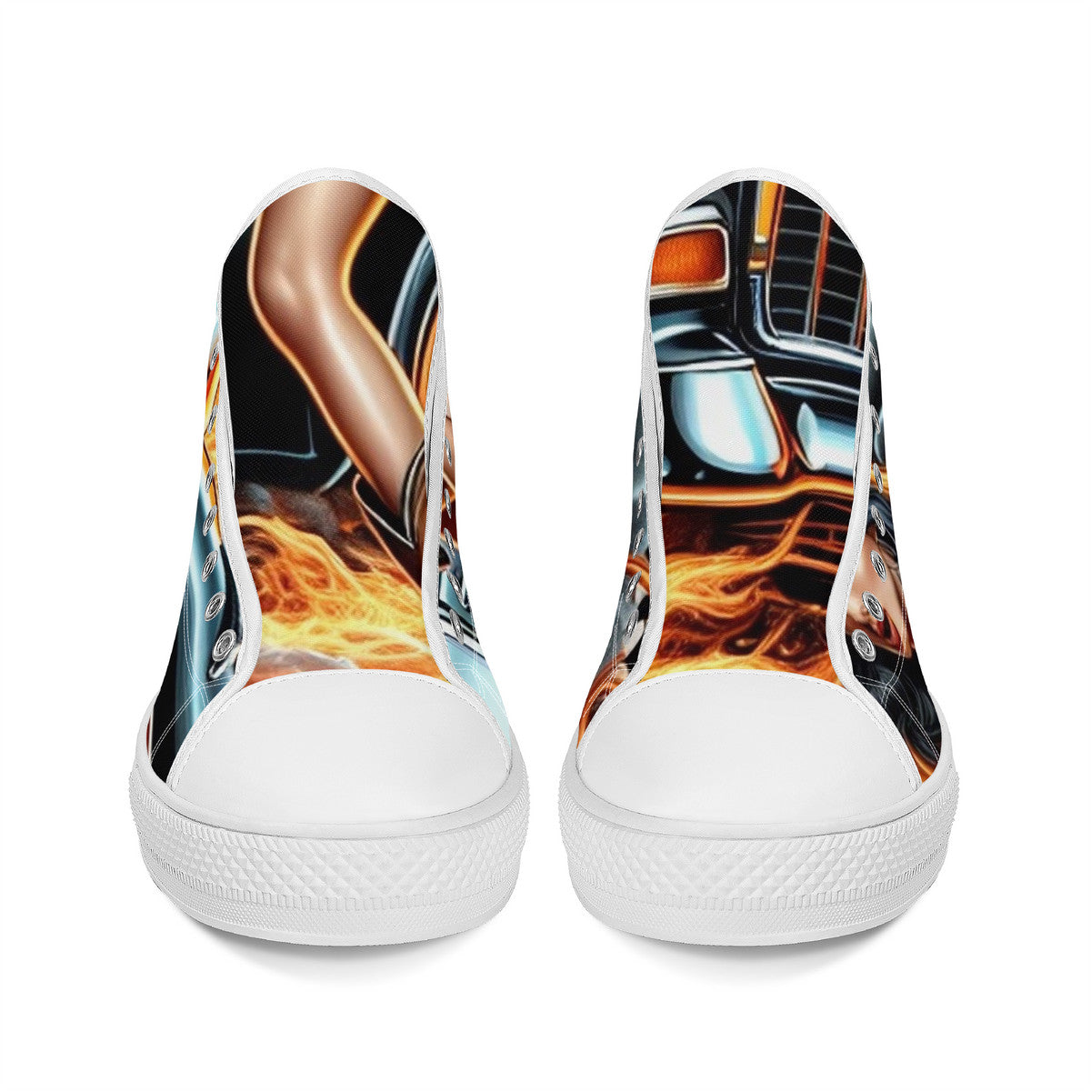 FWS High-Top Canvas Shoes With Customized Tongue - White