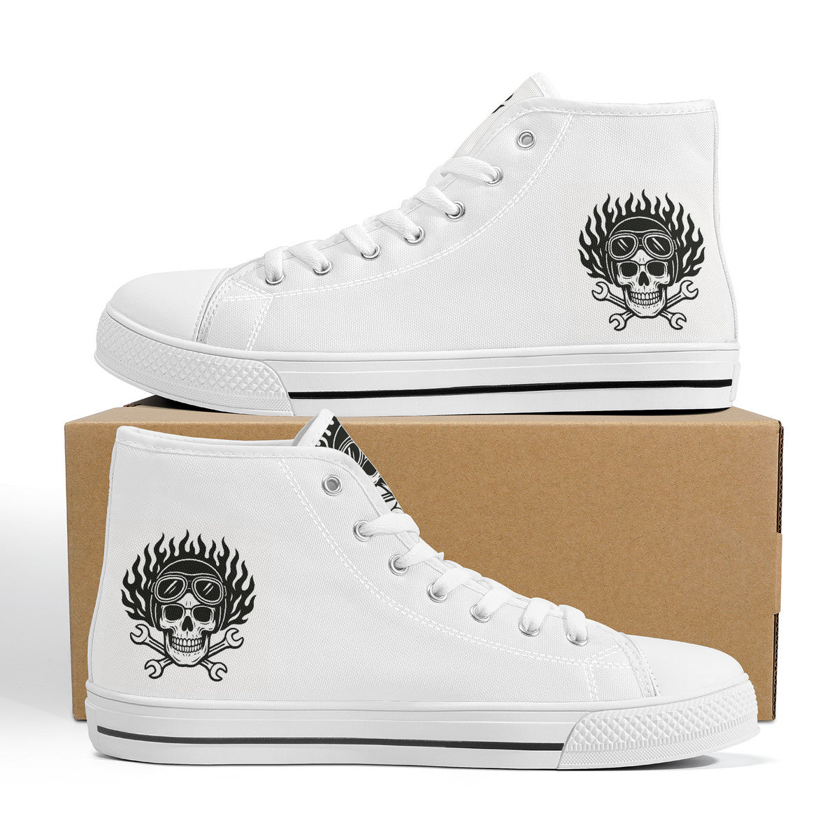 FWS High-Top Canvas Shoes With Customized Tongue - White