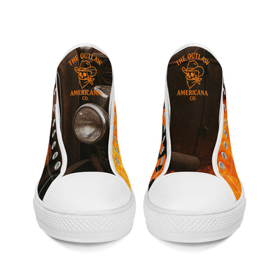 FWS High-Top Canvas Shoes With Customized Tongue - White