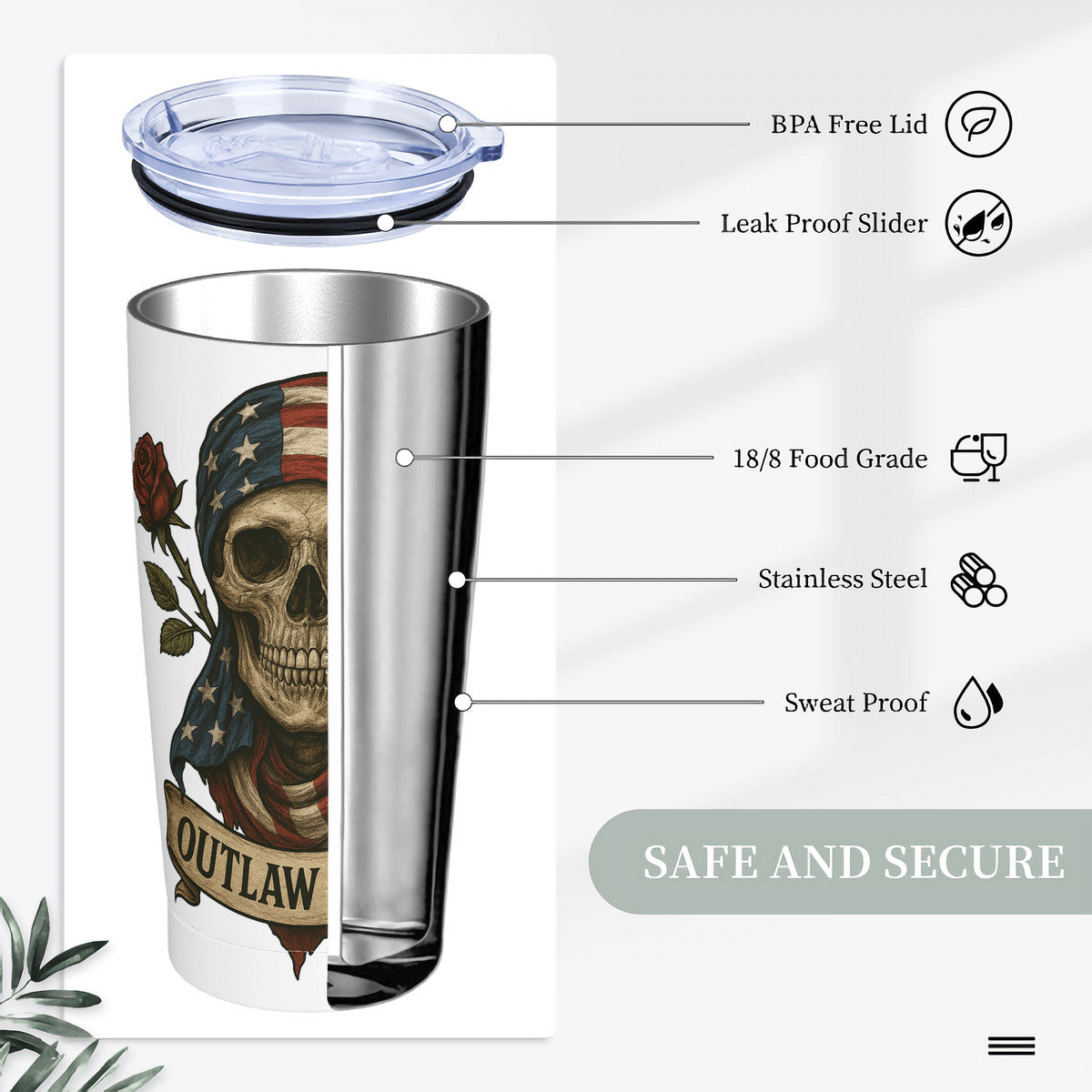 HC_C81 20oz Stainless Steel Straw Lid Cup