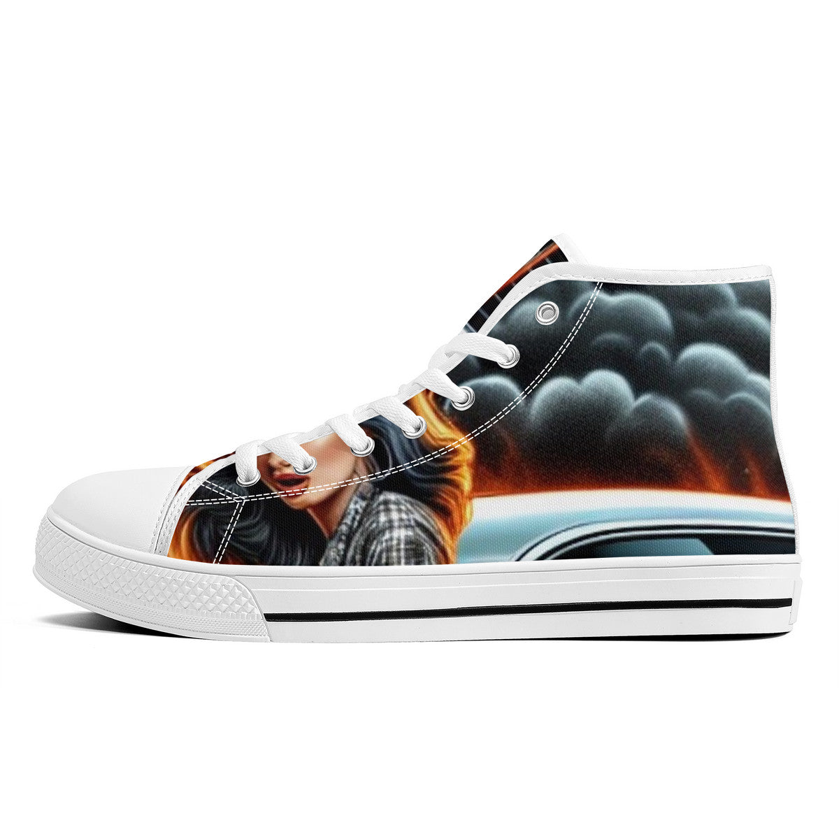 FWS High-Top Canvas Shoes With Customized Tongue - White